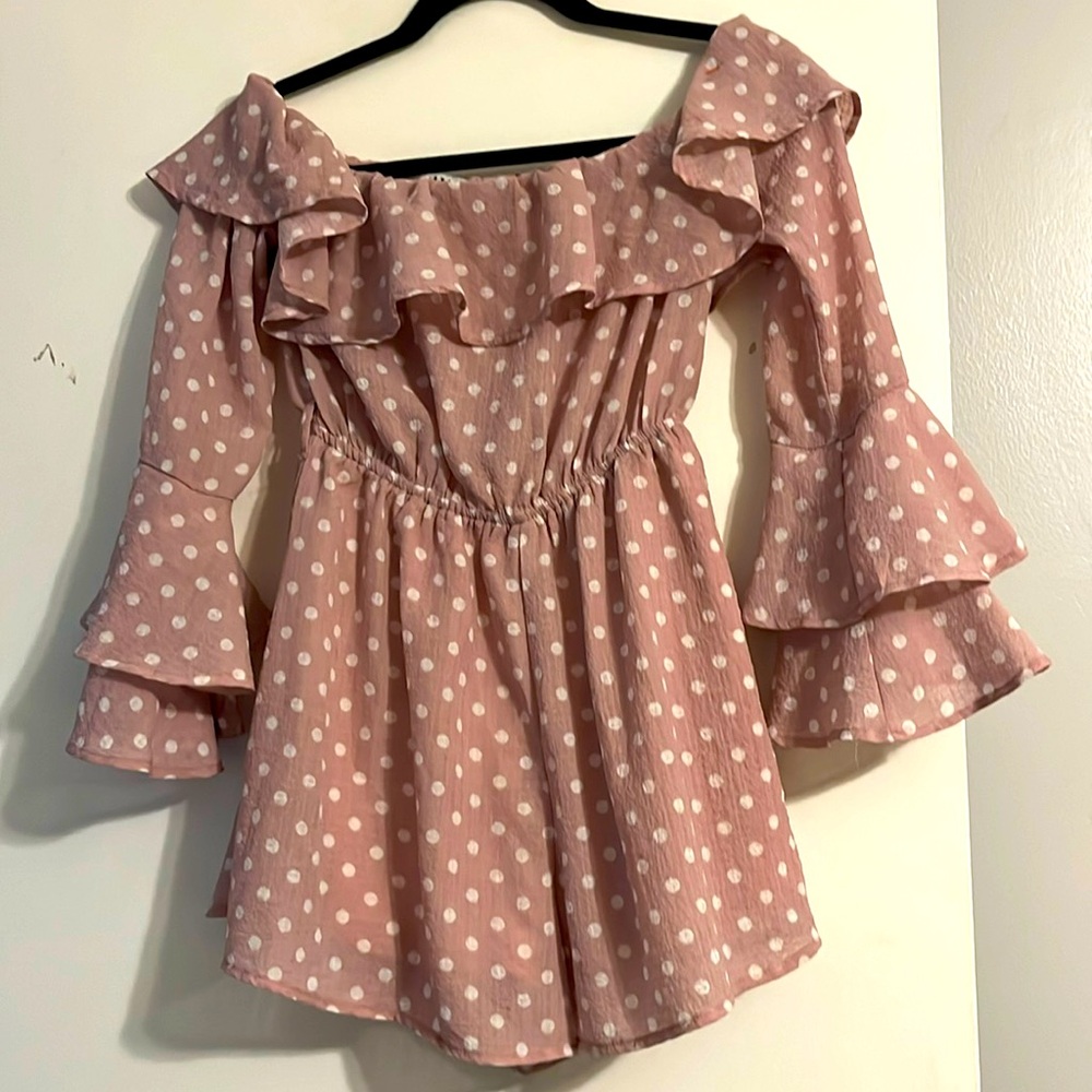 Favlux size S pink polka dot flirty romper